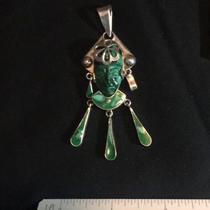 Beautiful Turquoise (Malachite?) Pendant - 925 Silver